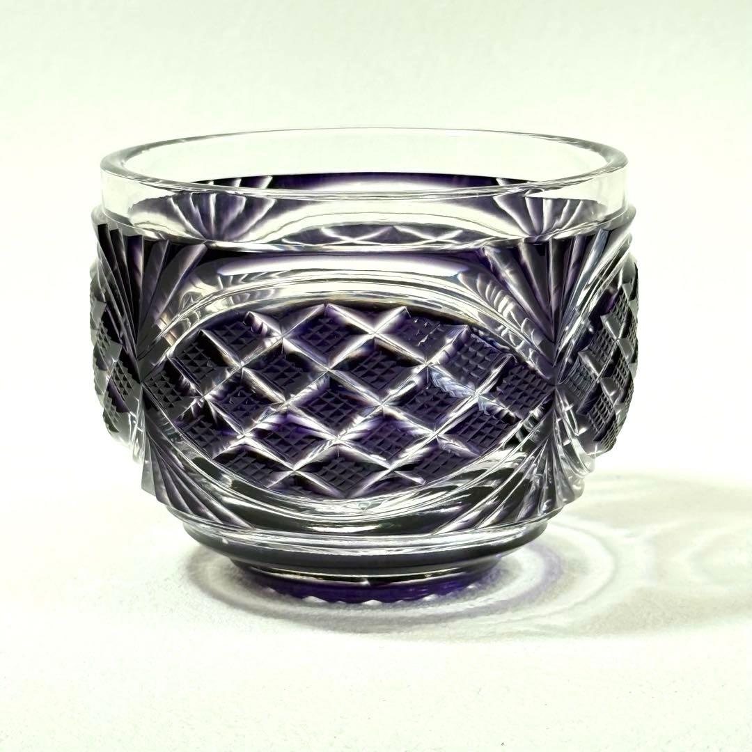薩摩切子 辻俊幸 小付鉢 レモンカット 紫 ツジガラス工芸 ①