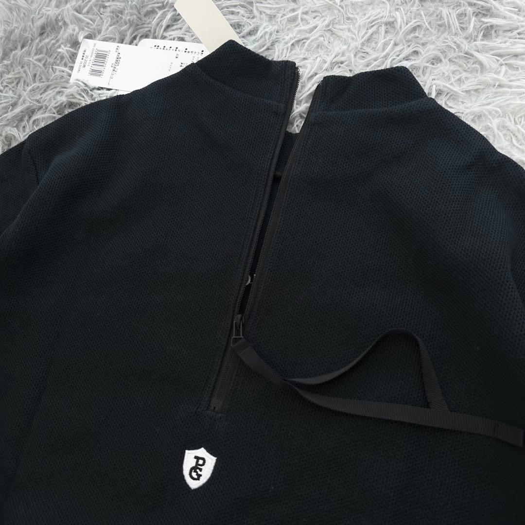 新品　パーリーゲイツ　ワンピース　モックネック　ハーフジップ　ブラック　サイズ0