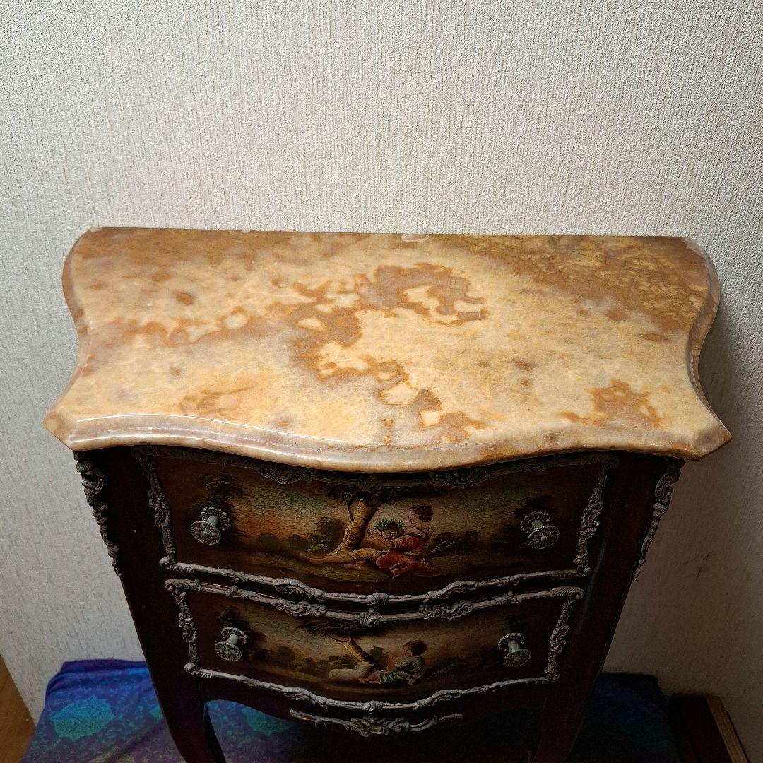 アンティーク※MarioColciagoサイドテーブル 手描き絵画付きイタリア製