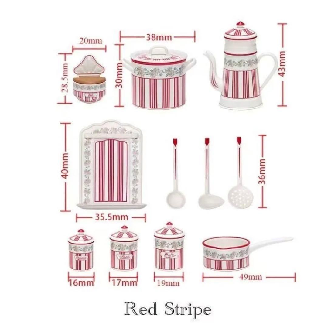 ミニチュア　キッチン雑貨　ブルーストライプ　西洋雑貨　ドールハウス 1/6