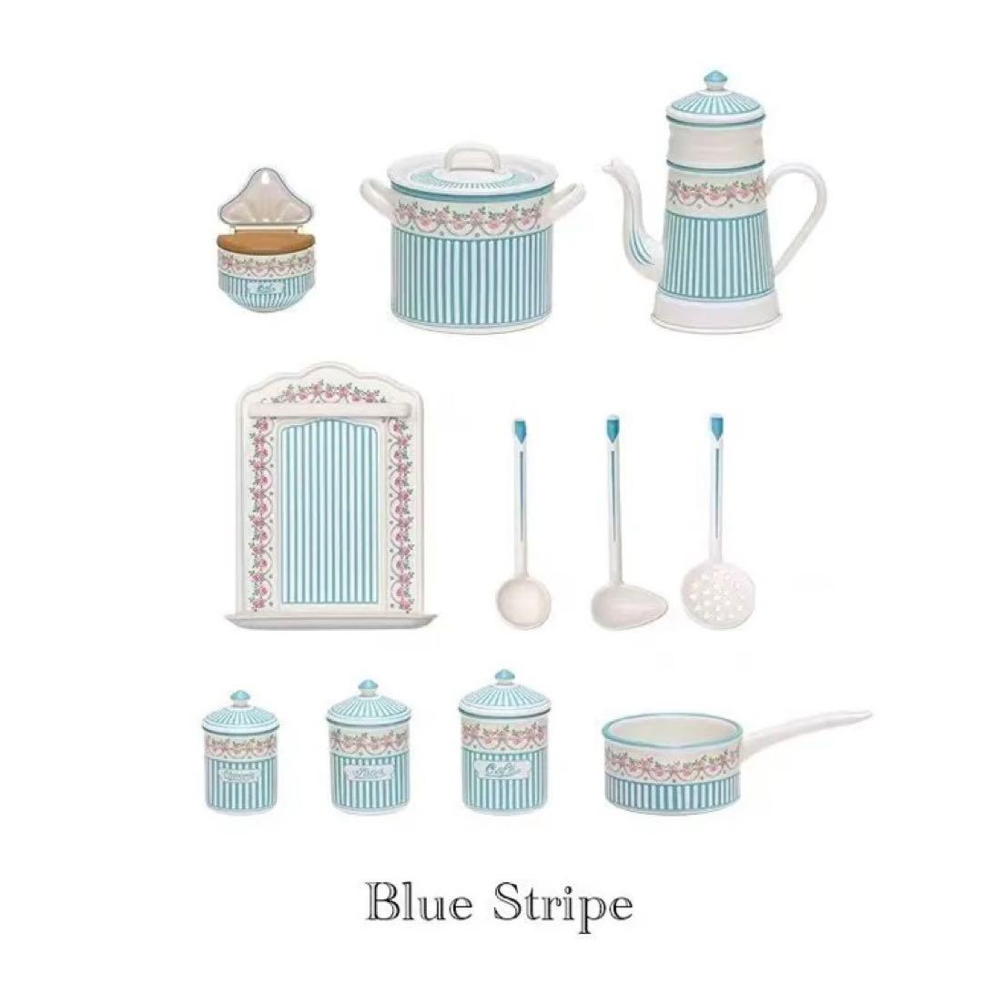 ミニチュア　キッチン雑貨　ブルーストライプ　西洋雑貨　ドールハウス 1/6
