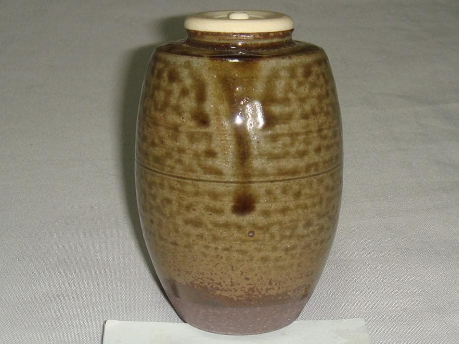 茶道具　丹波焼信水窯　市野信水作　丹波肩衝茶入　雪月花仕覆付　美品！！！