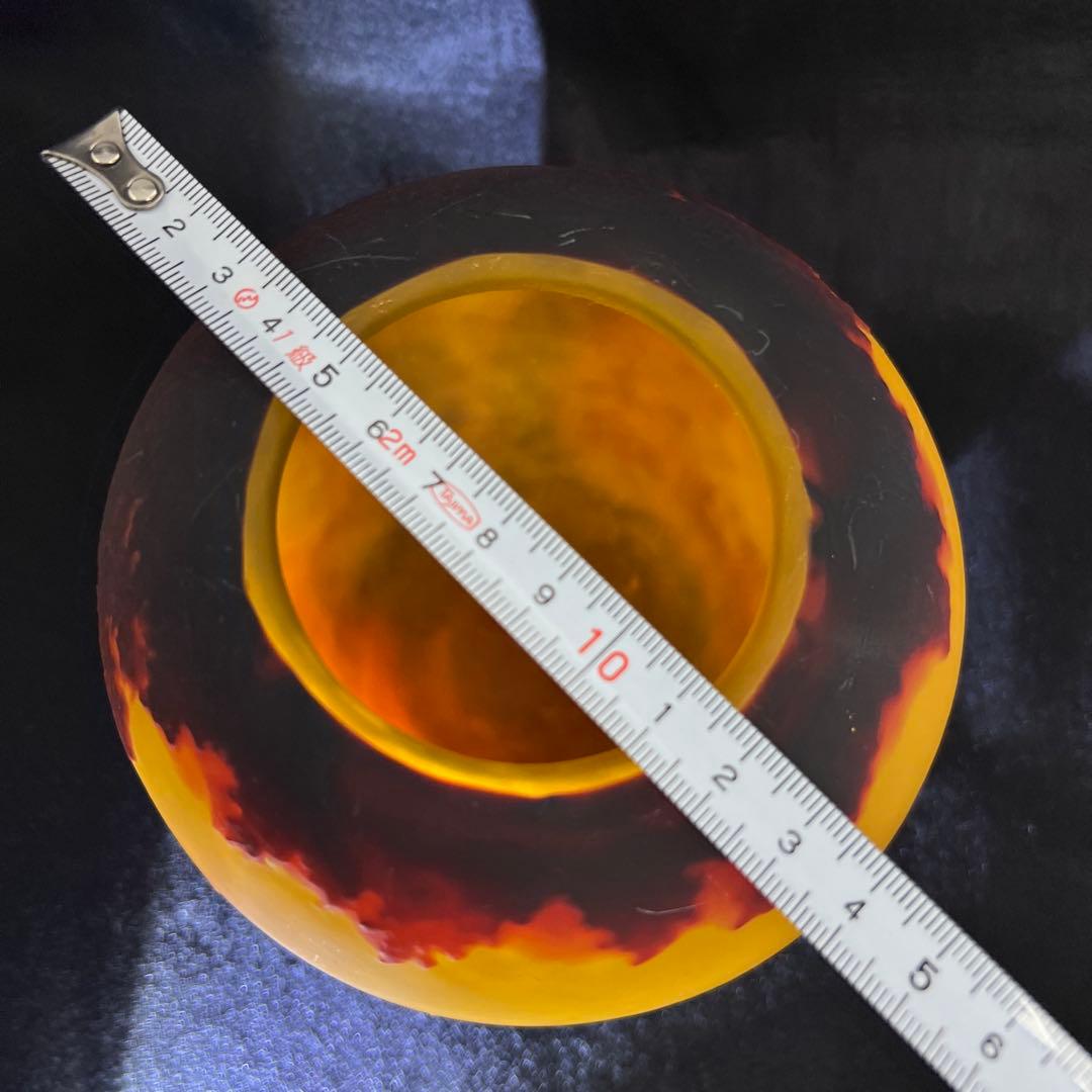 19世紀フランス　異色ガラス　酸化腐食彫花入　箱付　東Y8-0205☆2Fトヒウ