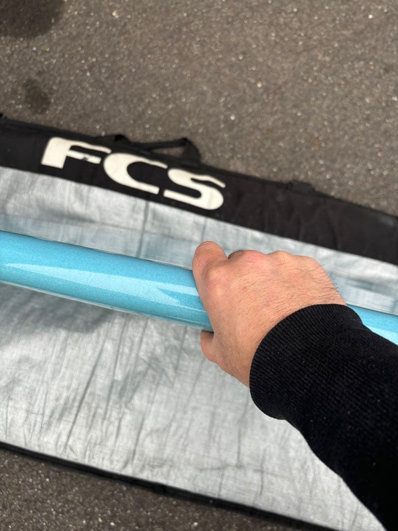ジャスティス ショートボード 青 FCS ケース、フィンつき