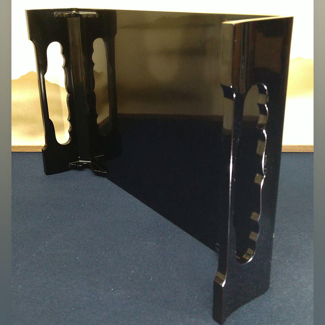 AG69 輪島塗 平卓 縁金 菱紋 花菱紋 木製黒漆 花台 香炉台 盆栽台