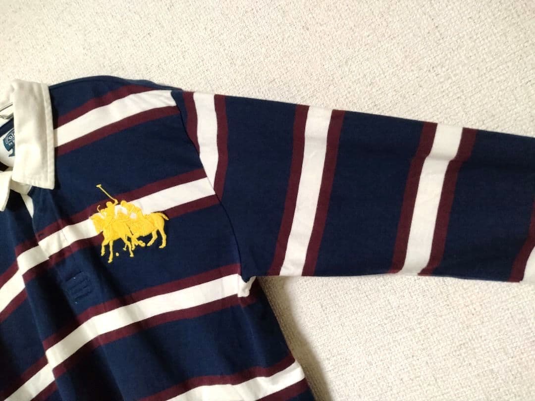 ラルフローレン　XL ラガーシャツ　ビッグポニー　ボーダー　長袖　シャツ　刺繍