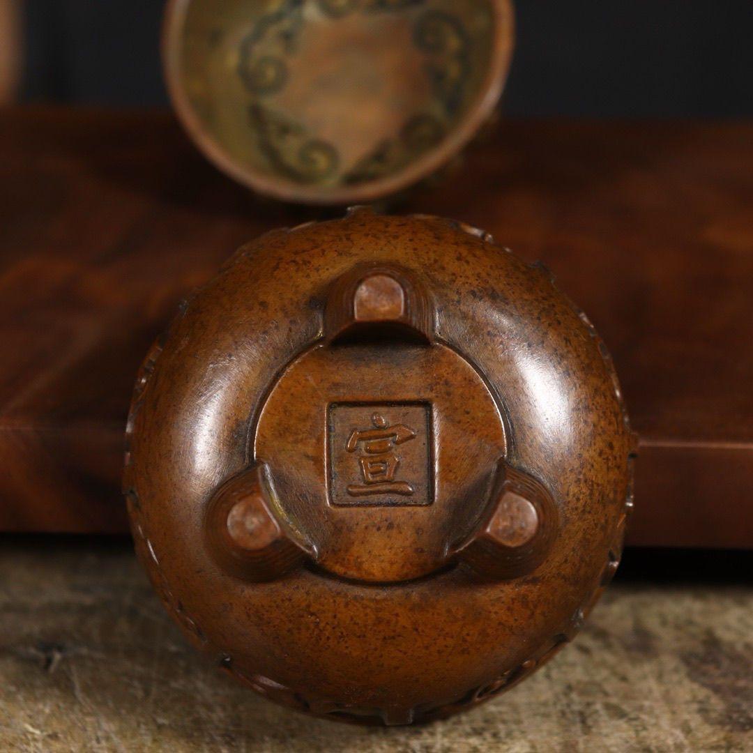 銅器 香炉 干支蛇薫香炉 十二支炉 刻蔵八宝炉 仏具 装飾品 工芸品 置物