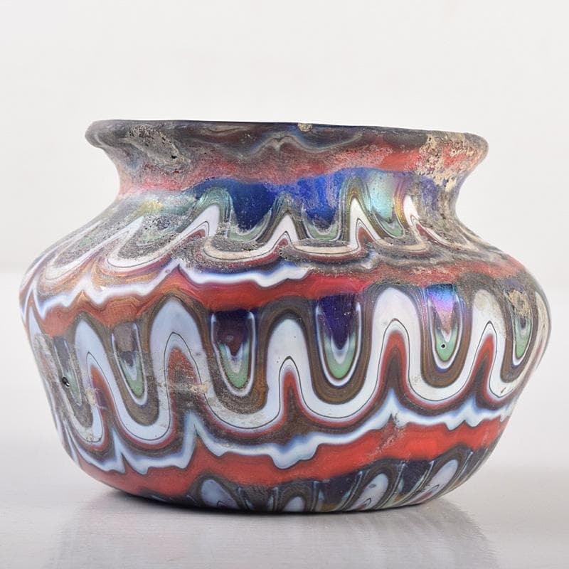 アンティーク　古代　ベネチアンガラス　ローマン硝子　古壷　V　R7612