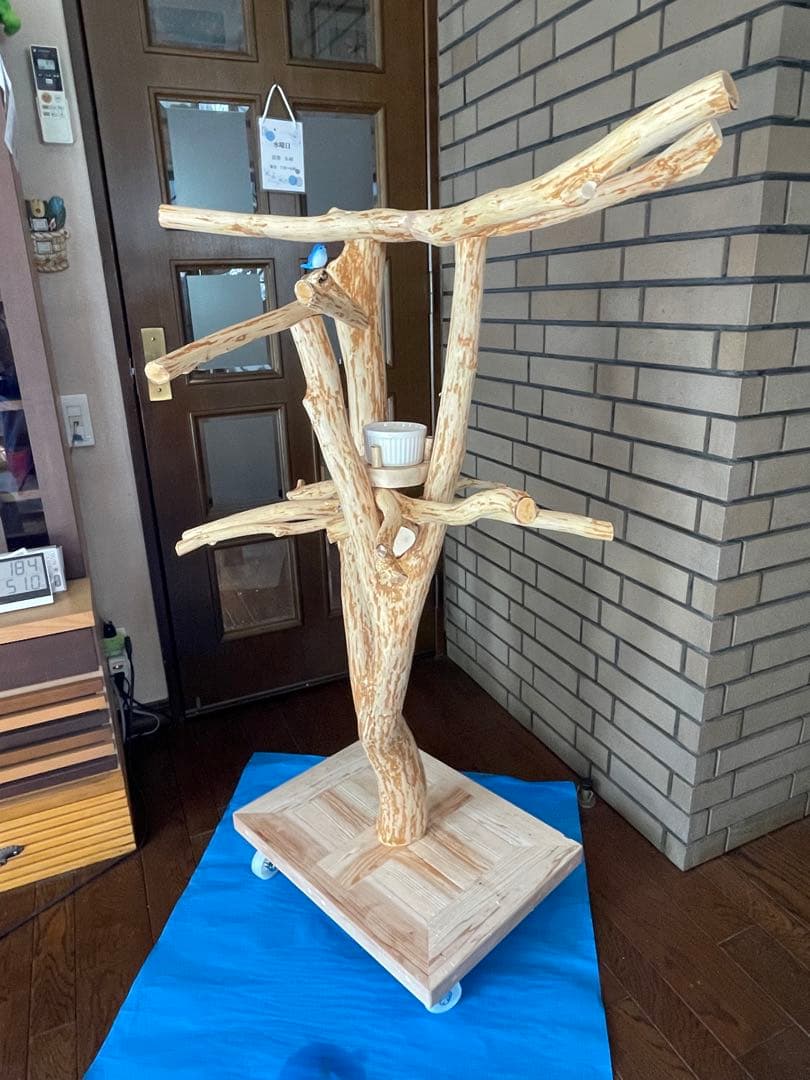 木製鳥用止まり木 多枝構造 移動可能