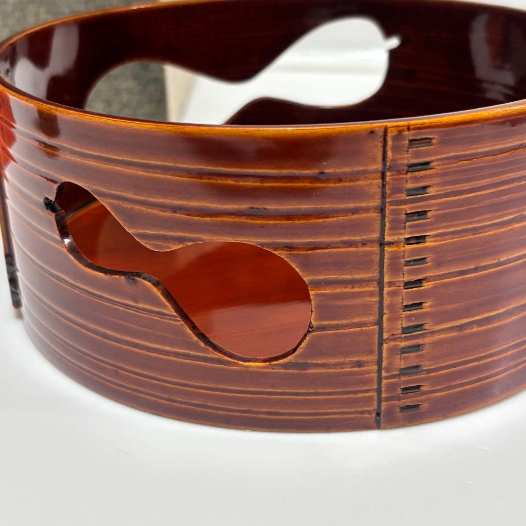 飛騨春慶塗　莨盆 瓢透し手付　春次　箱入　茶道具　漆器