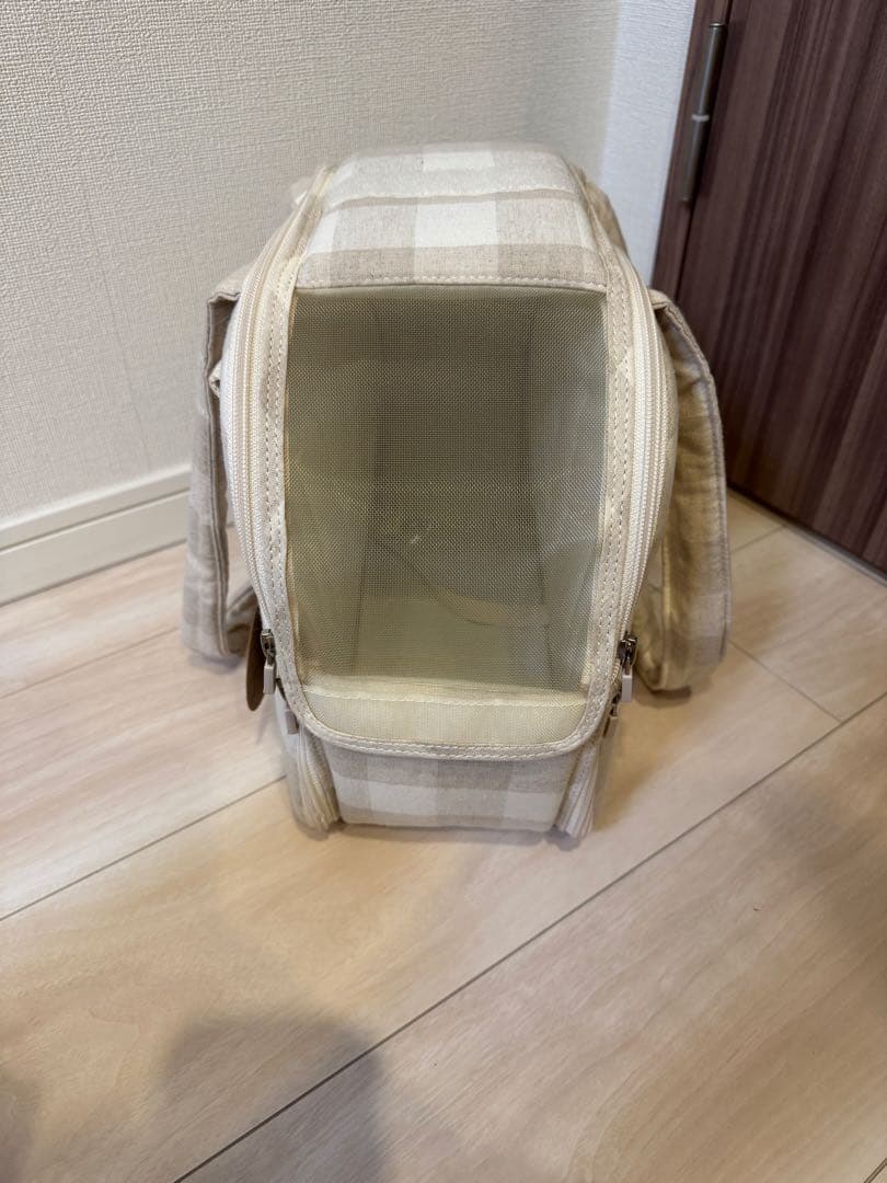 ベージュチェック キャリーバッグ 小型犬用　SMサイズ　ba&ttang