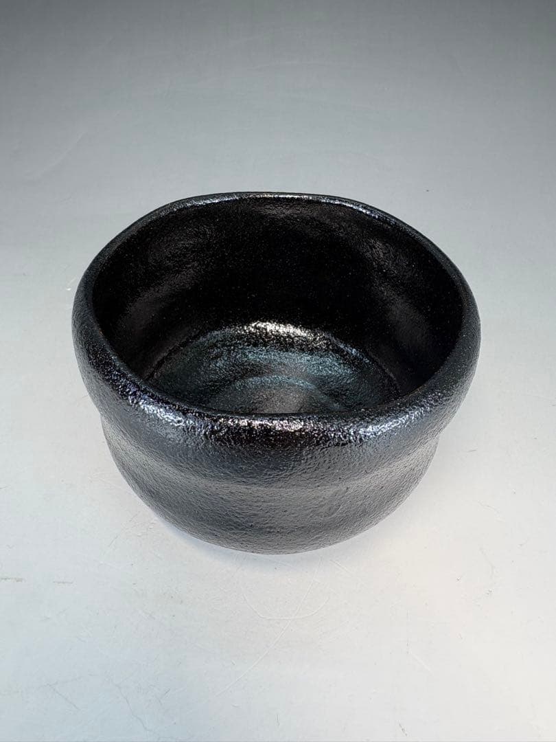【中古品】玉水窯　黒茶碗　法谷文雅書付　銘『松風』共箱