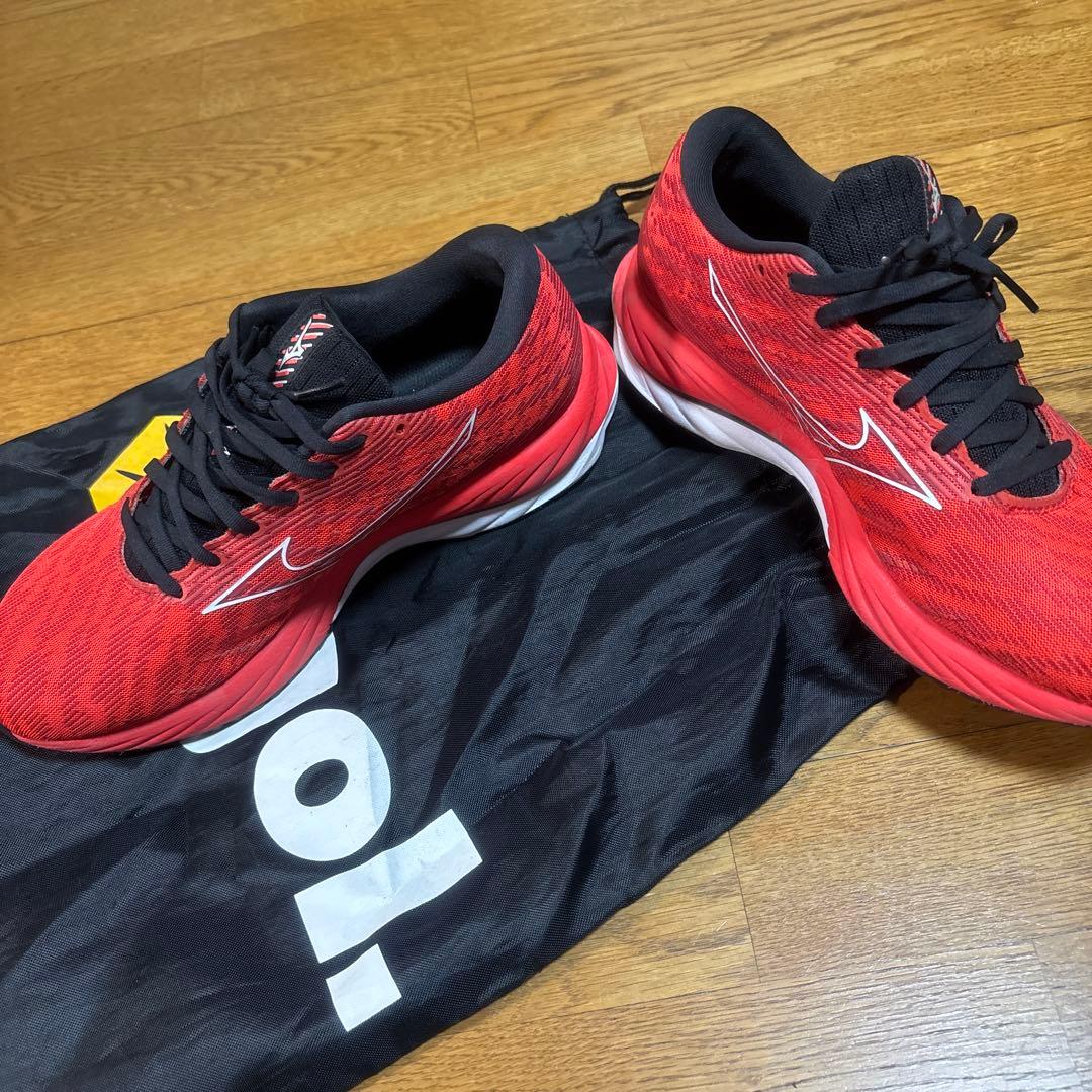 Mizuno スパイクシューズ 26.0cm レッド 収納袋付きウェーブライダー