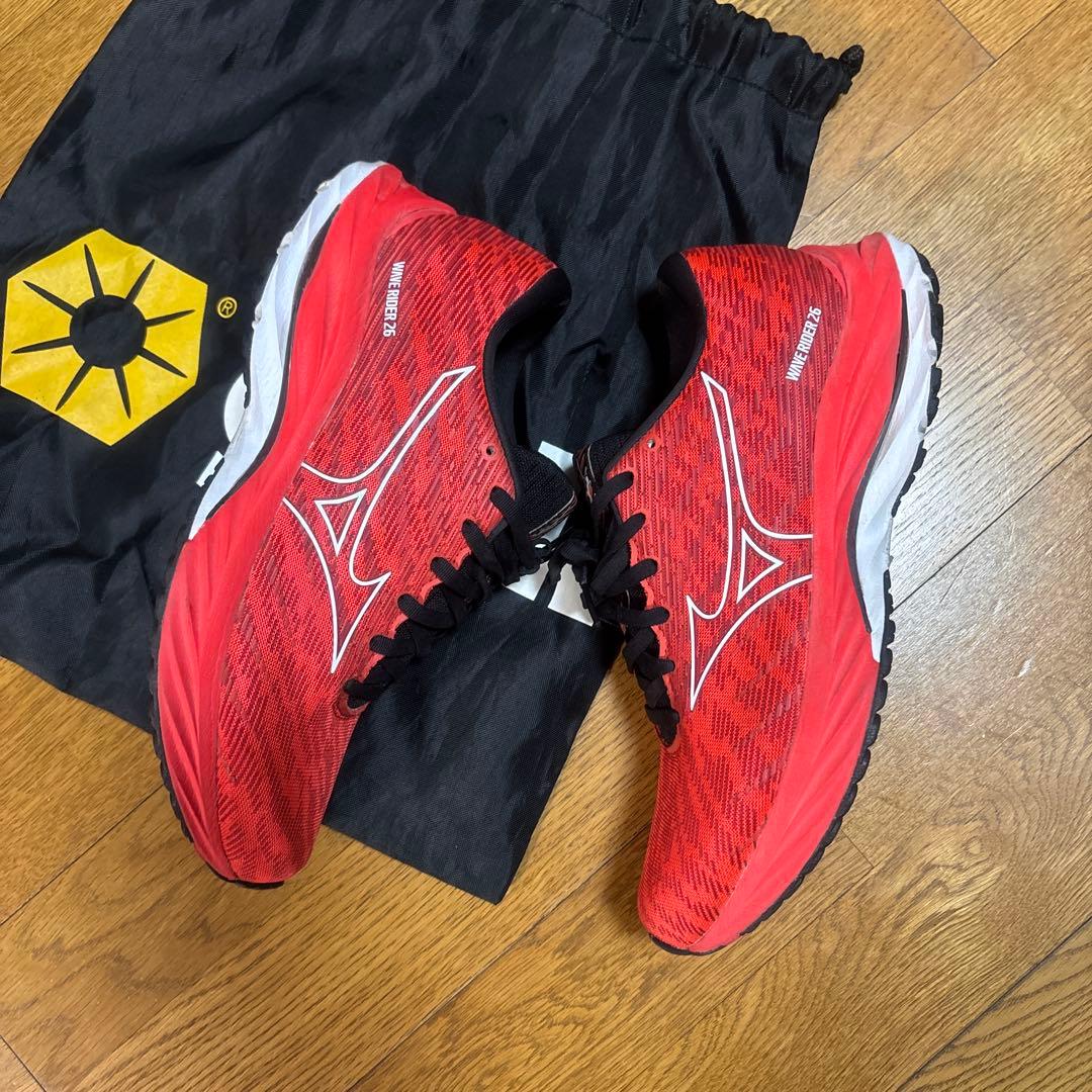 Mizuno スパイクシューズ 26.0cm レッド 収納袋付きウェーブライダー