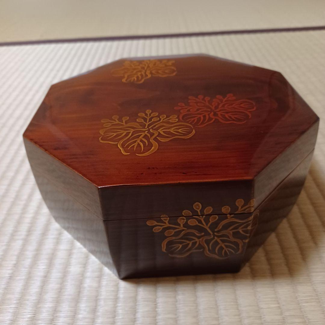 踊桐蒔絵　松溜塗　八角　食籠　平安　満樹　作　　桐箱有　表千家　茶道具　漆器　④