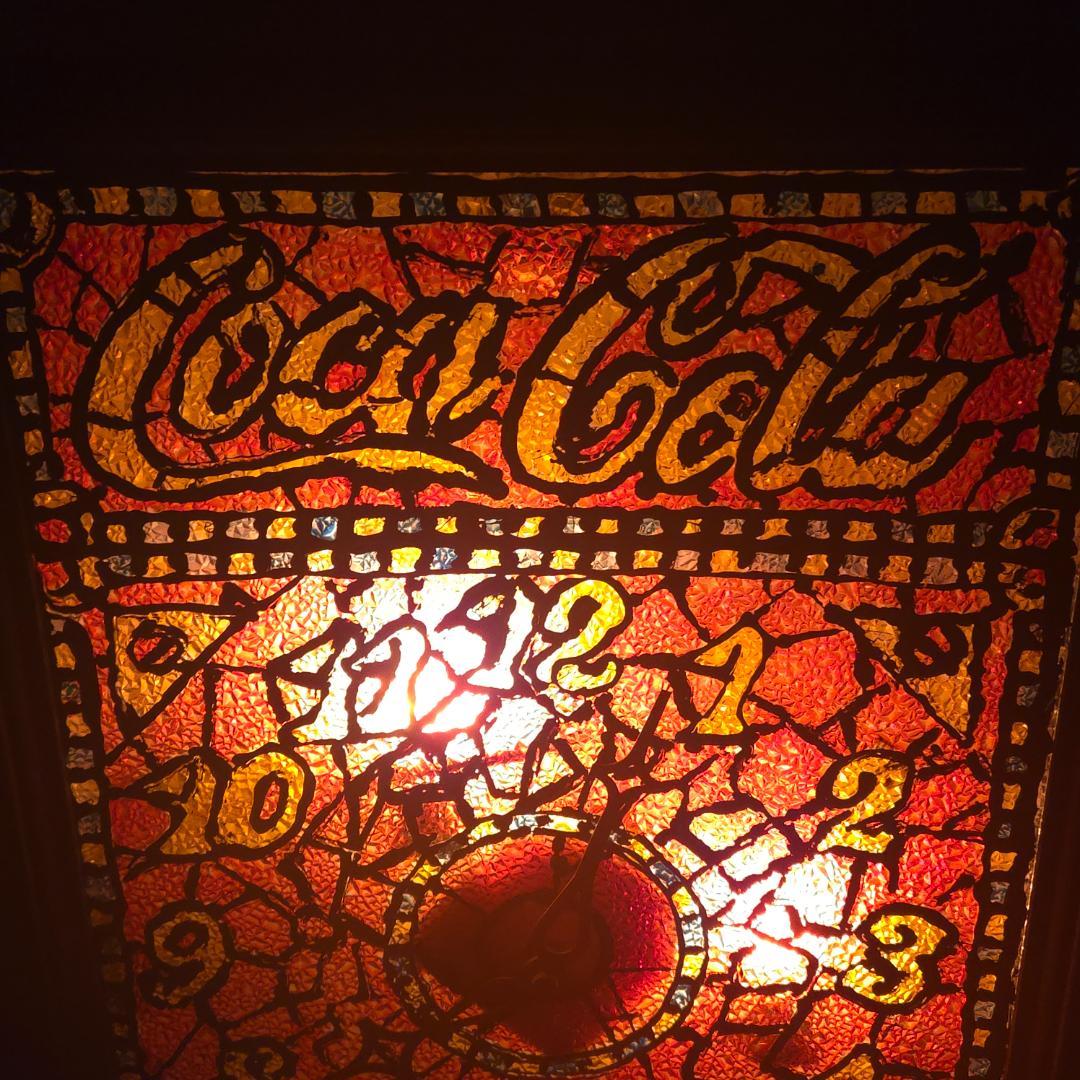 1970年代　コカコーラ　ステンドグラス　アドバタイジング　時計　ライト　看板