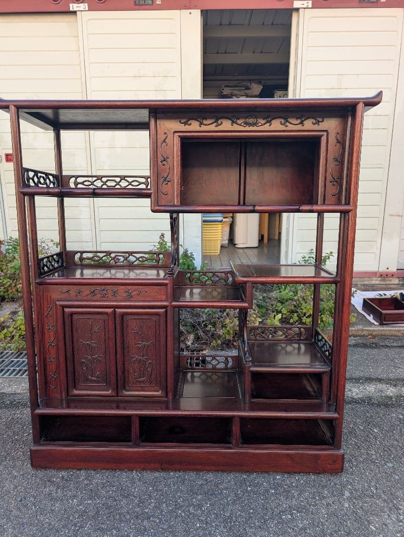 花梨製 茶箪笥 無垢材 飾り棚 和家具 唐木 引取可