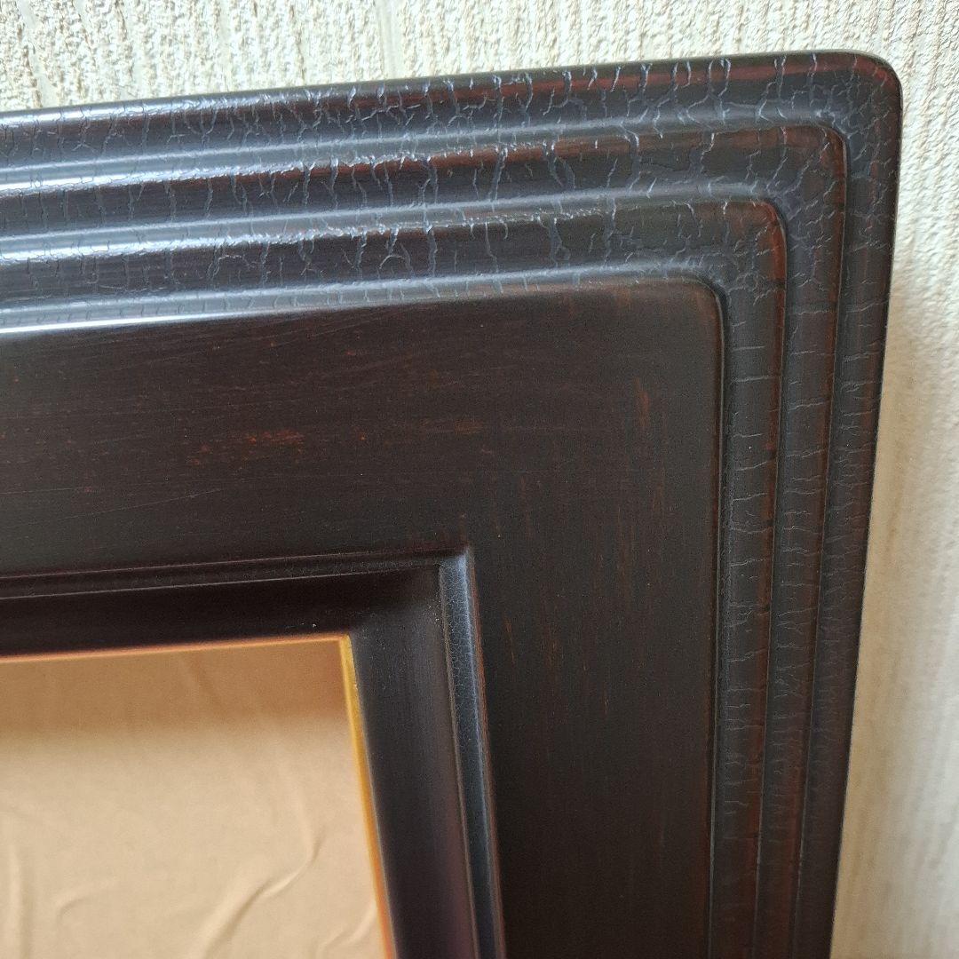 ※カッコイイ※黒っぽい茶色　油彩額縁 クラシックデザインF15　ひび割れ加工