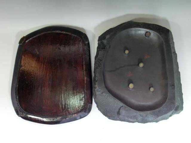 硯■端州石硯 端渓硯 龍彫刻 中国硯 竜紋 蓋付き 書道道具 時代物 骨董品■