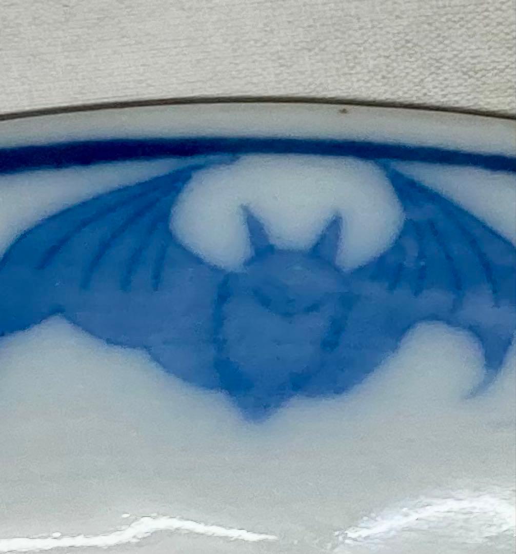 B559b 印判 兎の餠つき 小皿1枚　裏に蝙蝠　図変り　満月　骨董