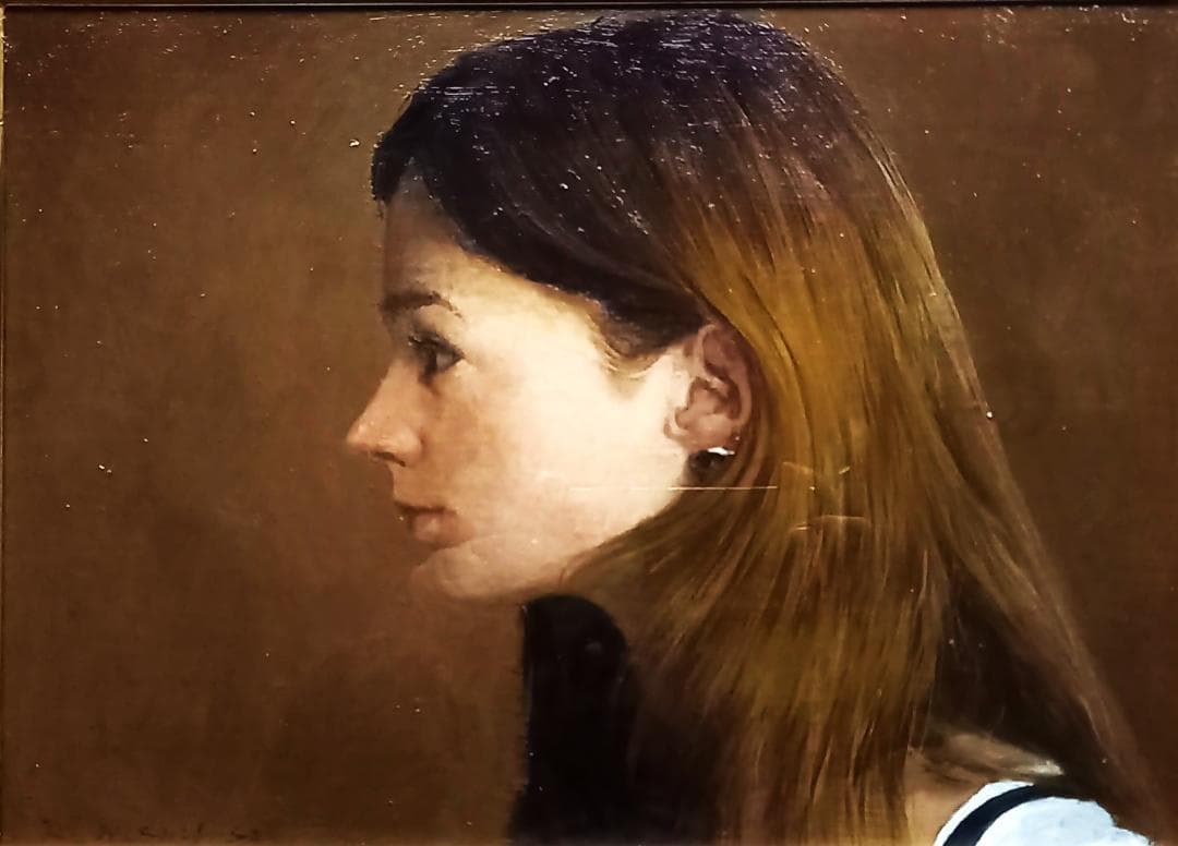 西房浩二　油絵４号・横顔・リアリズム人気作家・１点もの