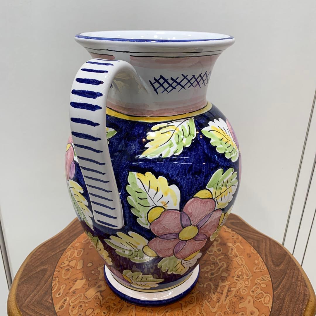 ☆美品☆イタリア製 デルータ陶器 大きな花瓶 花器 花柄 高さ30cm