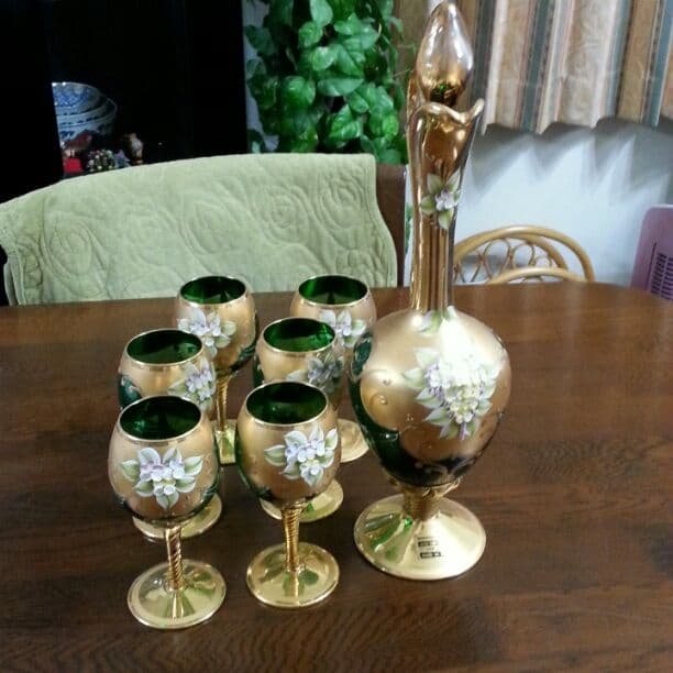 ベネチアンガラス ワイングラス６客&デキャンタセット