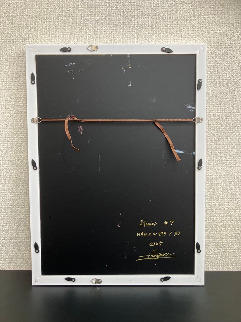 原画　花　額付き　静物画　絵画　アクリル画　現代アート　手描き　一点物