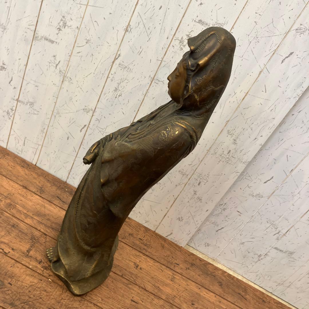 昭和レトロ 金属製 観音菩薩像 観音様 置物 オブジェ インテリア