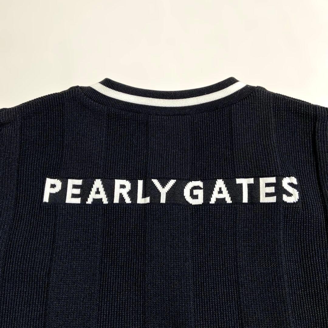 【極美品】パーリーゲイツゴルフ　リバーシブル ベスト サイズ5 濃紺 柄黒ニット