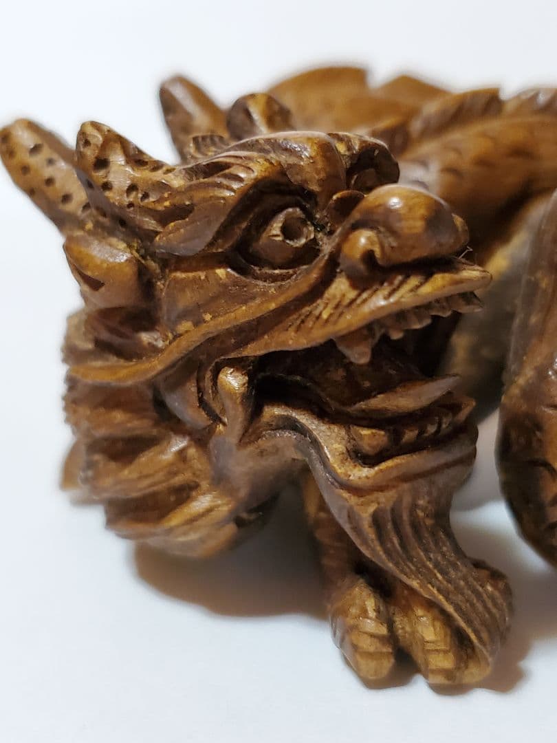 龍　竜　一刀彫　ドラゴン　木彫り　置物　骨董　ヴィンテージ　アンティーク