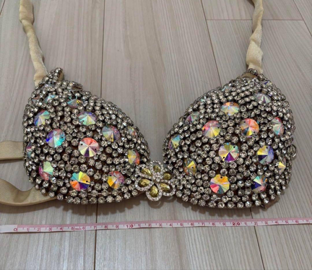 ベリースターズ ベリーダンス衣装 ブラ+ベルト+スカートグリーン 3点セット