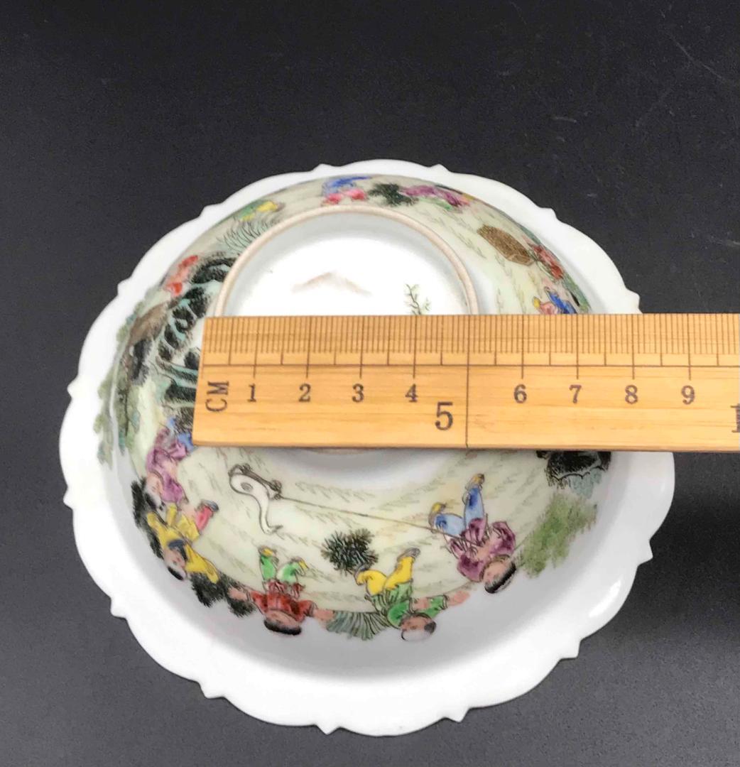 中国古美術　清時代　粉彩　子供人物福紋鉢　水注　水指　盆(C-7)