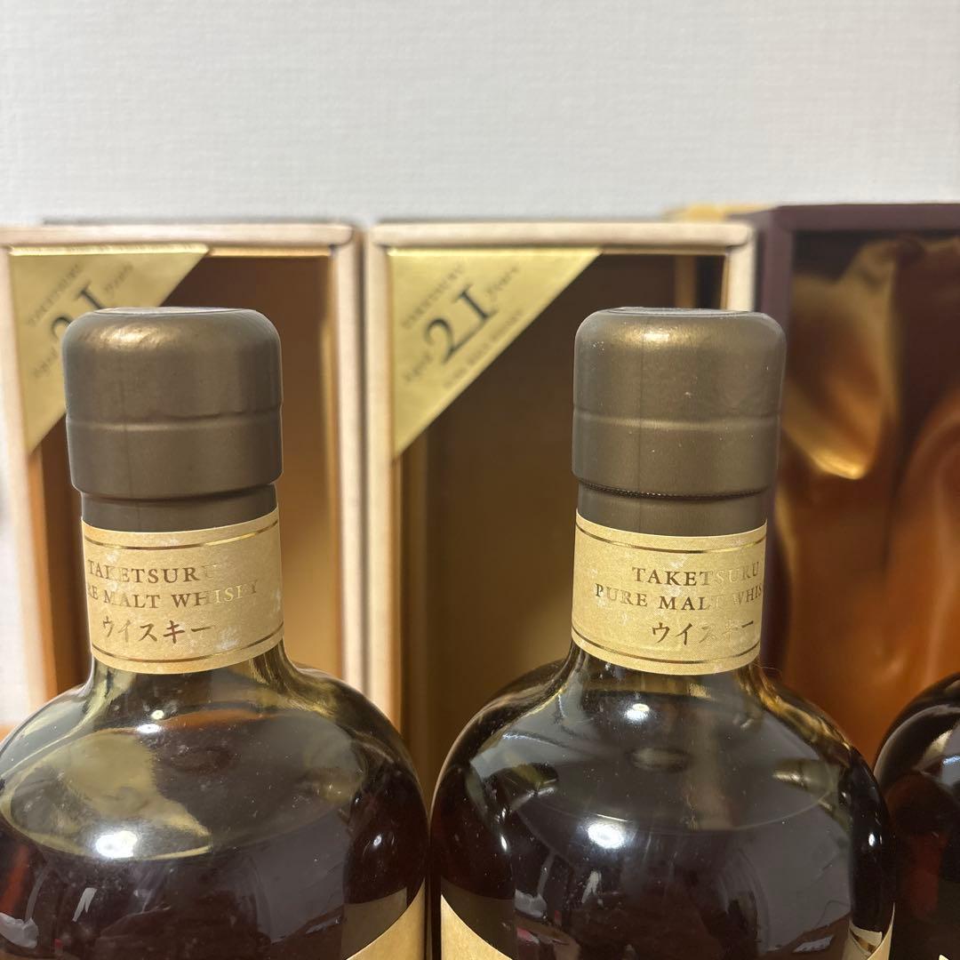 ニッカウイスキー　竹鶴21年　ピュアモルト　箱付き　4点セット　未開封