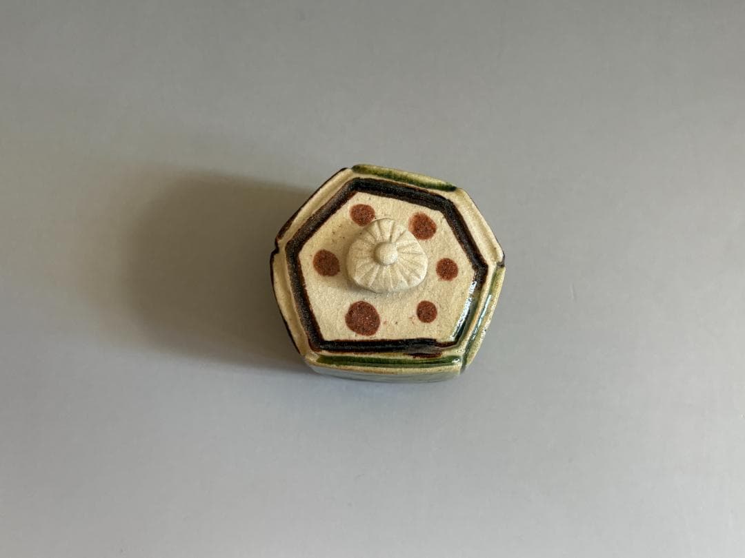 加藤芳右衛門　織部焼　亀甲香合　久田宗也　尋牛斎書付　茶道具　表千家