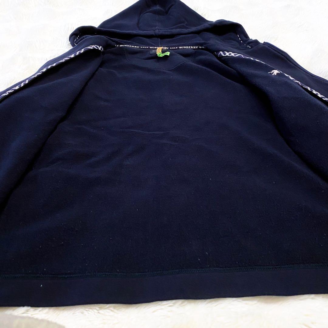 【大きいサイズ】バーバリー ゴルフ ノバチェック パーカー ネイビー ホース刺繍
