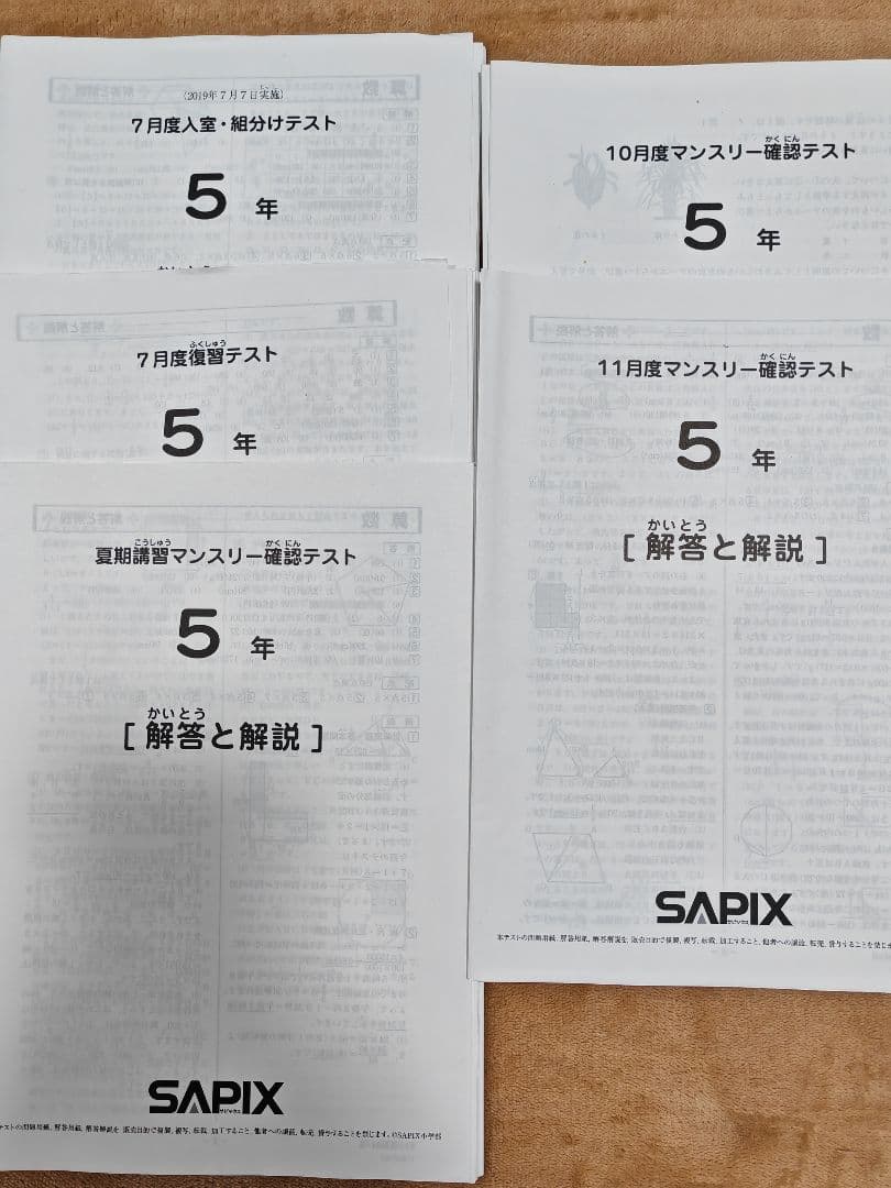 2019年 サピックス5年 マンスリー入室組分け復習テスト SAPIX 14 回