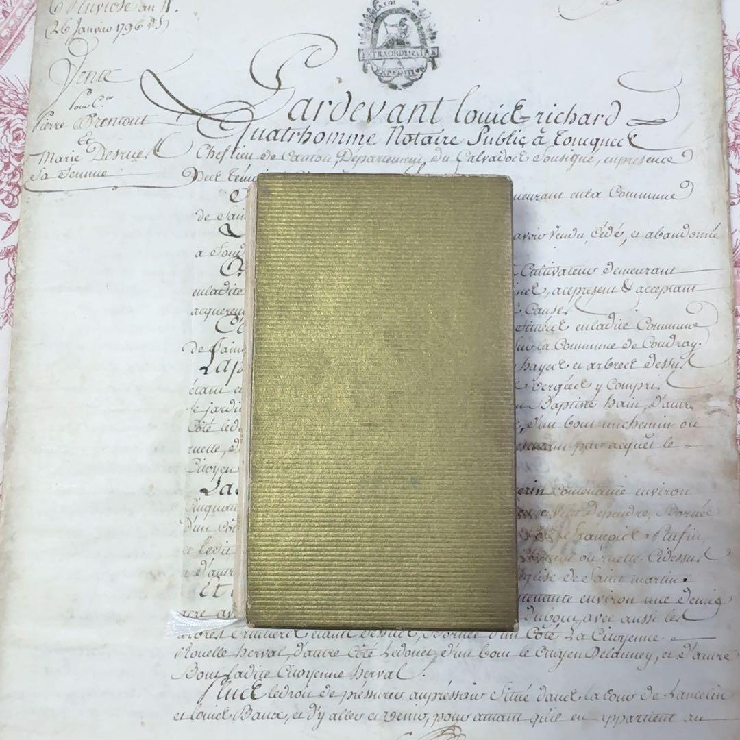 値下フランス　アンティーク　淡いピンク色の小さな本　ケース付き