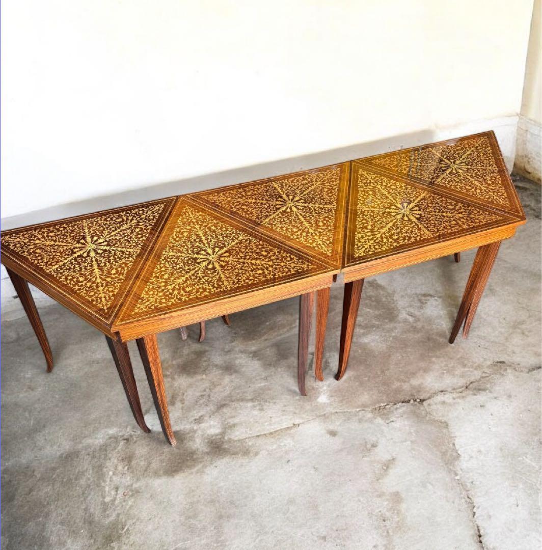 REUGE コンソール 象嵌 オルゴール 小物入ボックス付き サイドテーブル