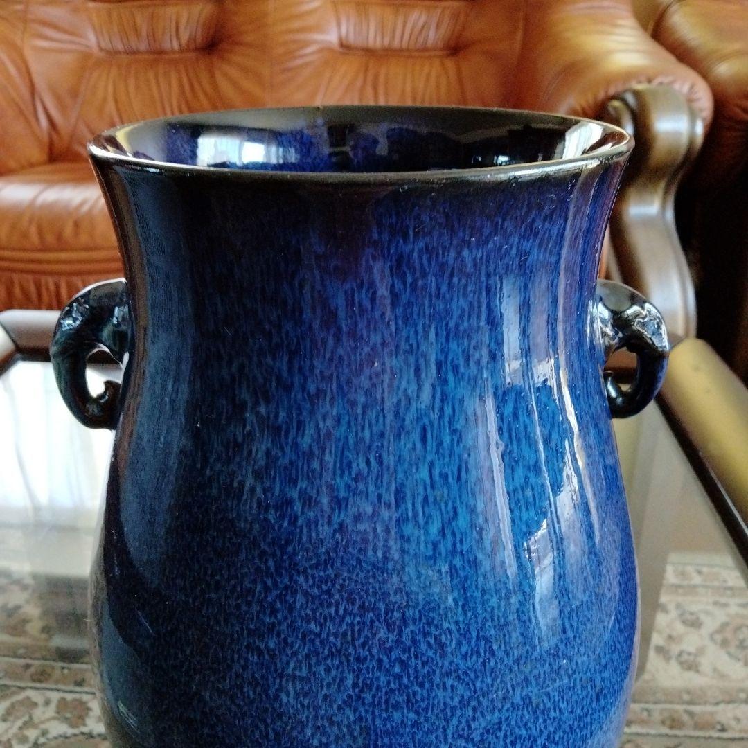 中国骨董【 鈞磁窯変象耳尊、礼器花瓶】陶磁器名品貴重希少在銘あり大変縁起の良い物
