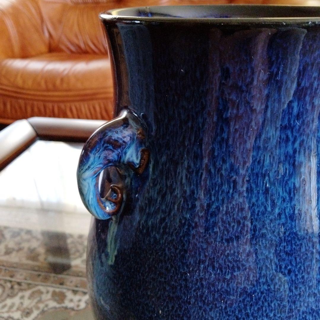 中国骨董【 鈞磁窯変象耳尊、礼器花瓶】陶磁器名品貴重希少在銘あり大変縁起の良い物