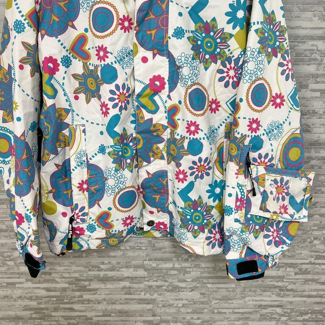 ネオプラス✨スノーボード ジャケット 花柄 Mサイズ 白　ウィンター　スポーツ