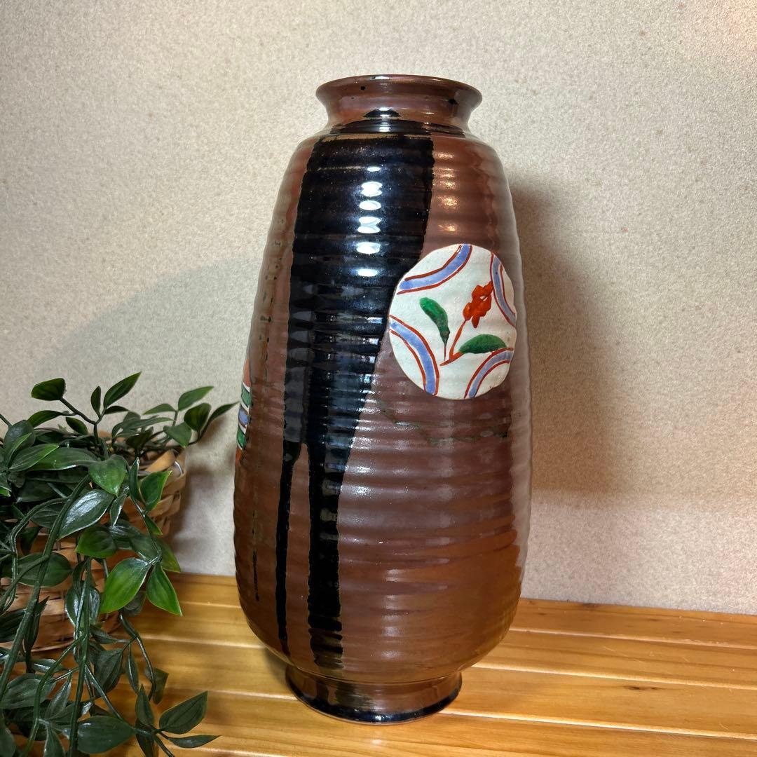 期間限定お値下げ　陶器の花瓶 手描き　フラワーベース