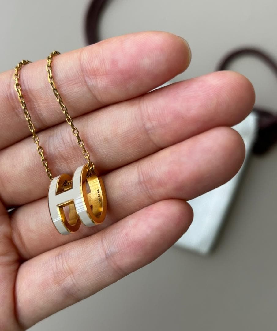 美品 HERMES H型ペンダントネックレス