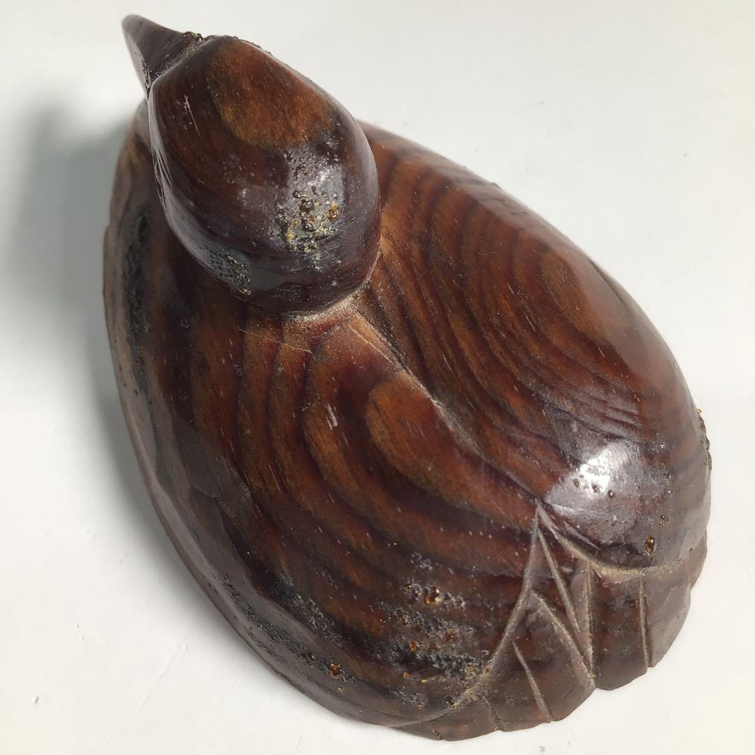 Ｎ４３３　香合　『浪華　高橋黄石作』『松材』『鶴香合』　共箱　茶道具　木工芸