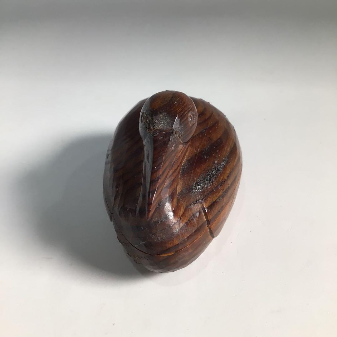 Ｎ４３３　香合　『浪華　高橋黄石作』『松材』『鶴香合』　共箱　茶道具　木工芸