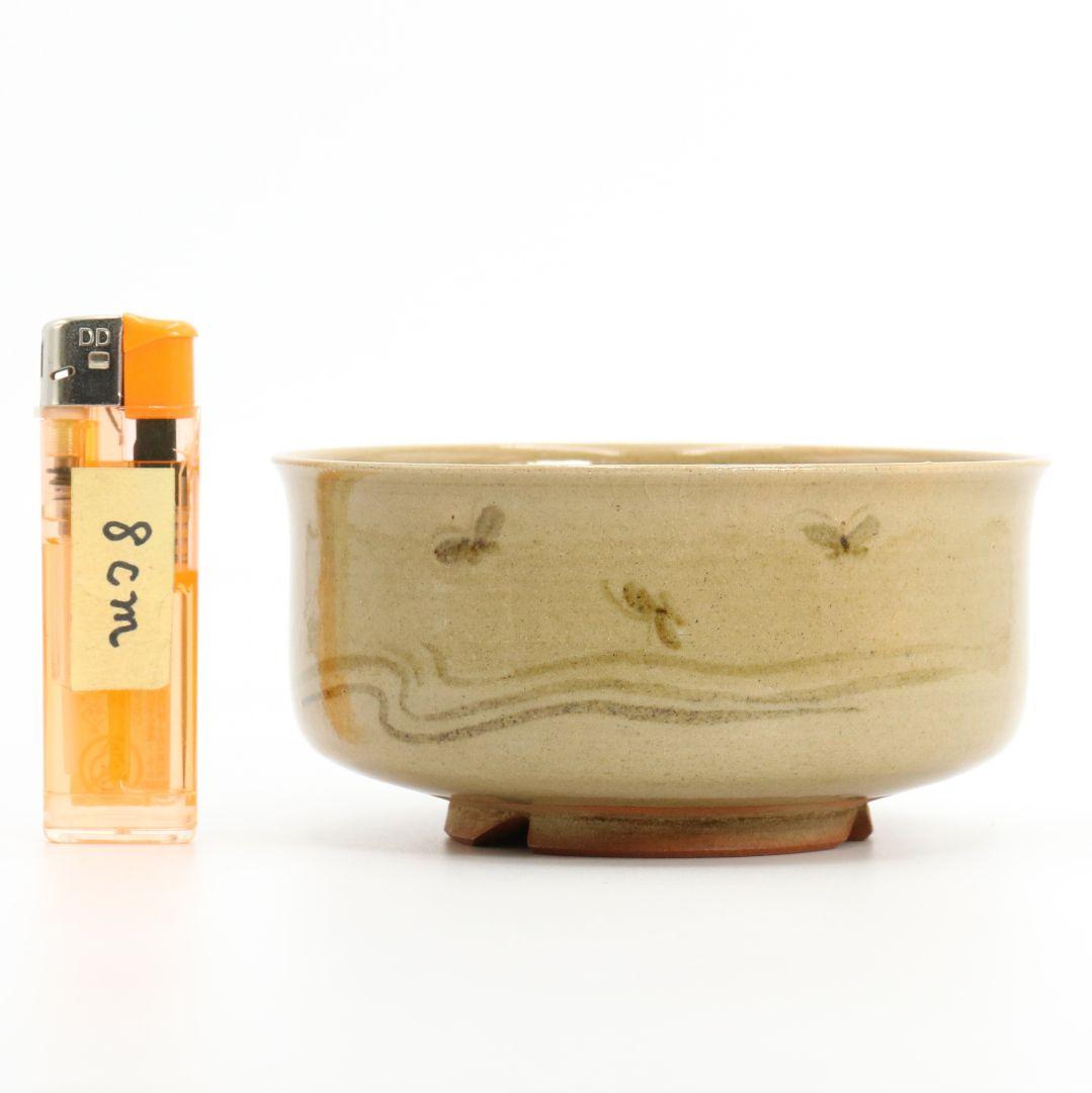 岡本英山作 虫明焼 蛍ノ絵茶碗 桂又三郎書付 茶道具　C255