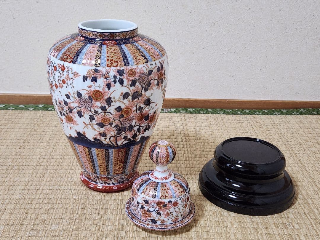 最終値下げ　色絵桜菊牡丹図蓋附大壺　栗田美術館　特別限定復刻版　1990年