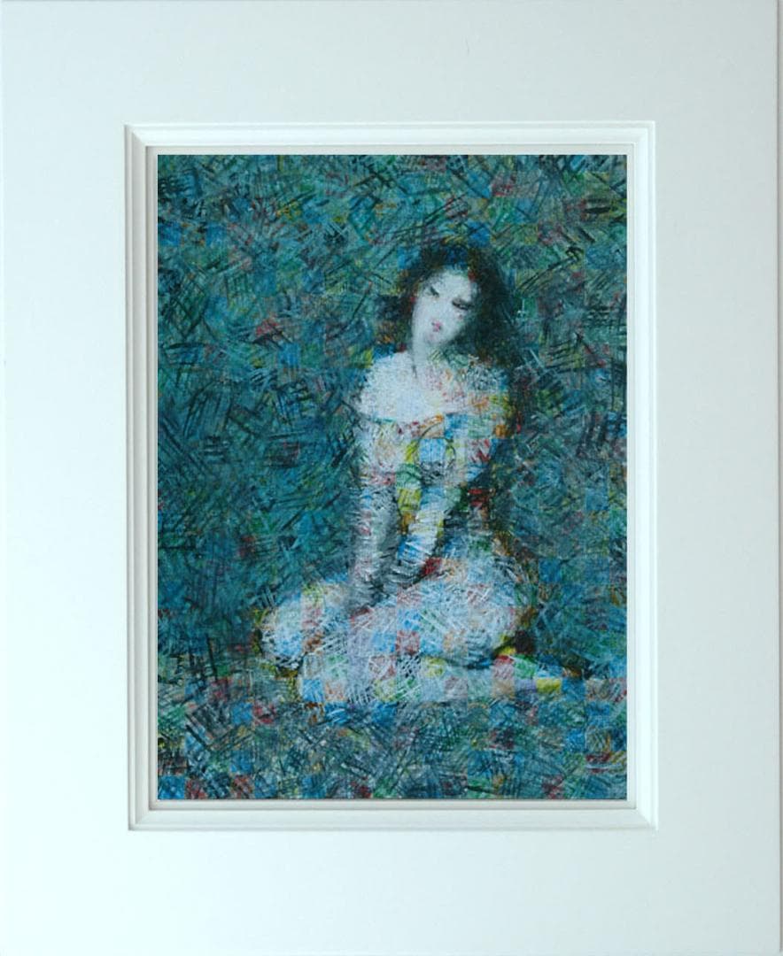 油絵 菅家令子 絵 絵画インテリア 額付(黒) uF6-010611 人物 女性