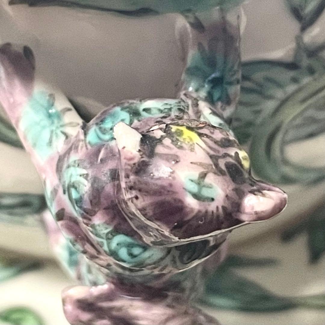 五代 清風与平？ 在銘 色絵 牡丹紋 唐獅子双耳 碗皿 詳細不明